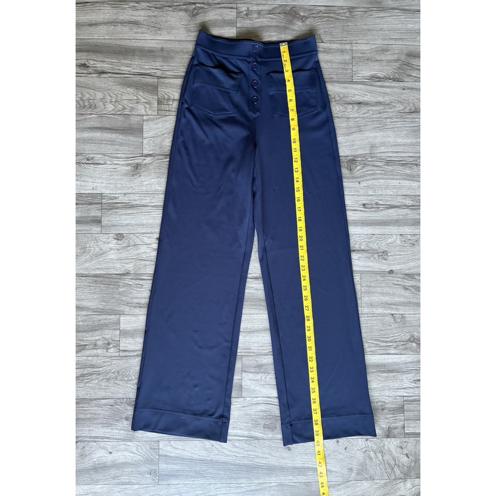 Halara XS Petite Wide Leg High Waist Navy Stretch Pants Button Front NWT - Picture 6 of 16